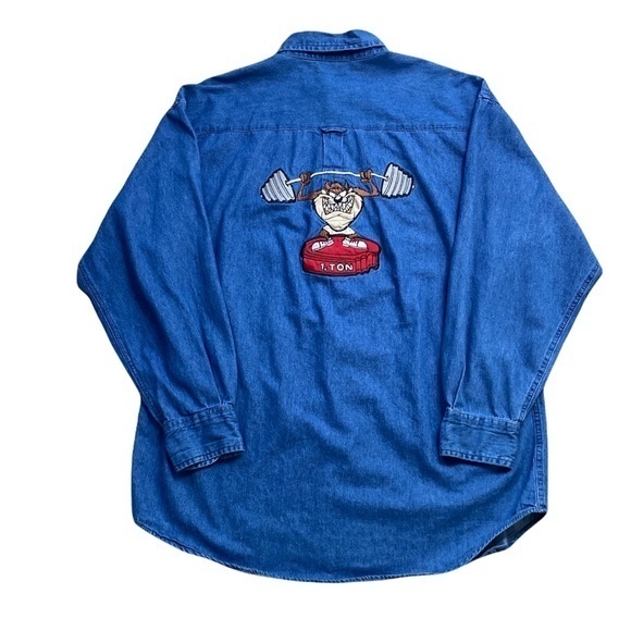 Vintage Looney Tunes Tasmanian Devil Jean Shirt Sz. L - Picture 5 of 10